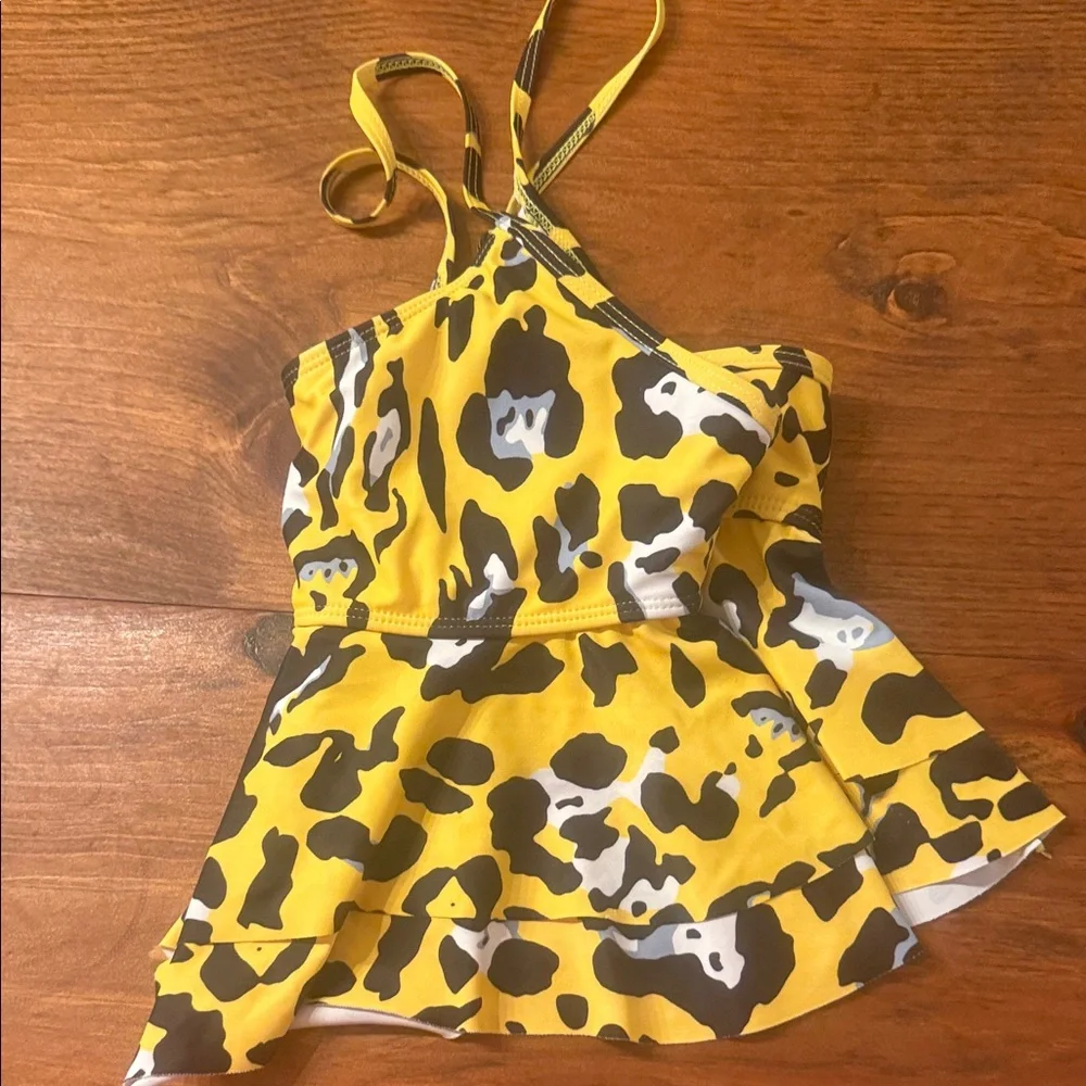 SHEIN Yellow and Black Leopard Print Swim Top just the top